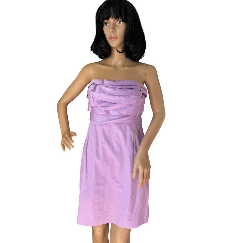 J. Crew Wave Bodice Strapless cotton lavender/ purple dress size 6